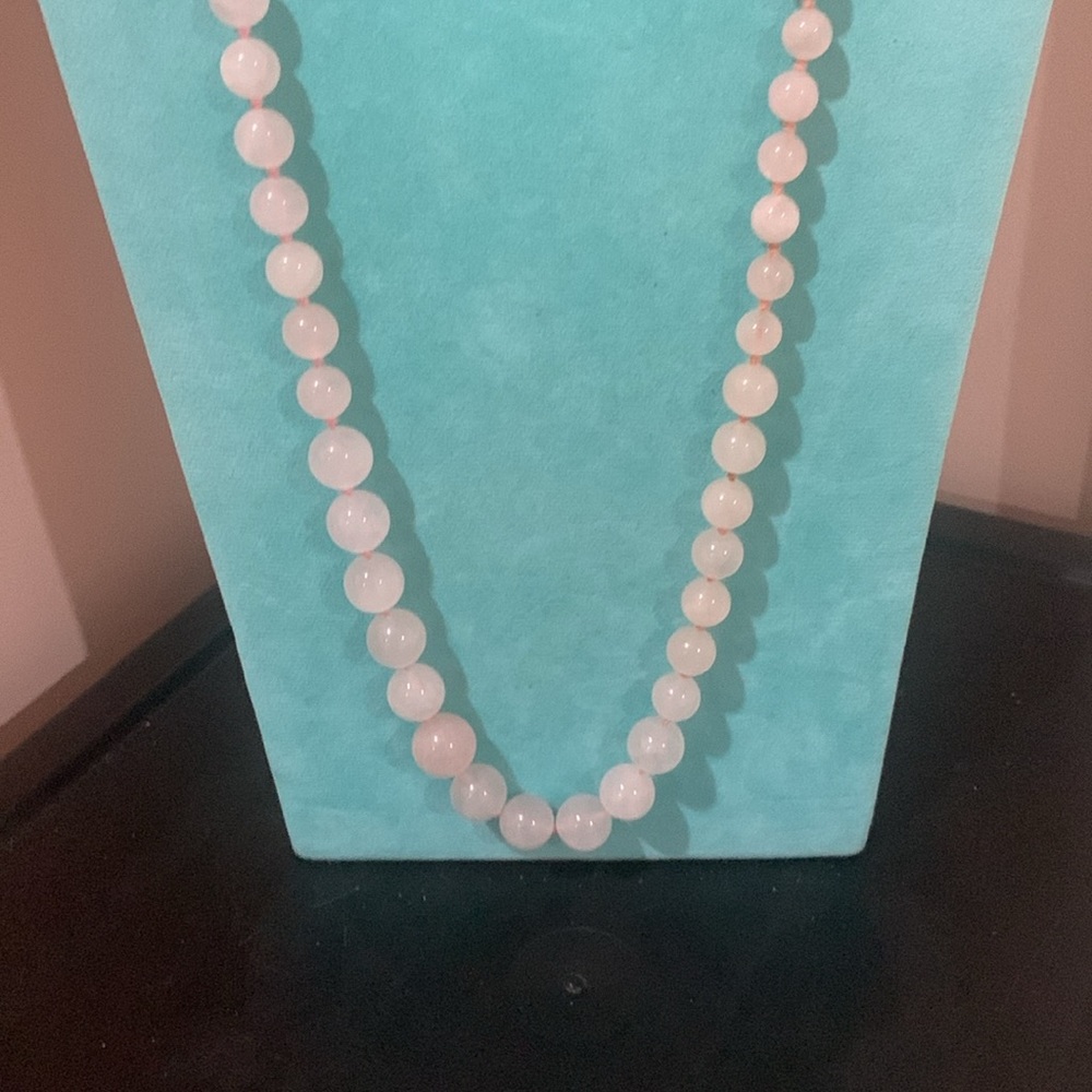 Vintage Rose Quartz Single Strand Hand Knotted Graduated Beads Necklace 34” - Picture 3 of 14